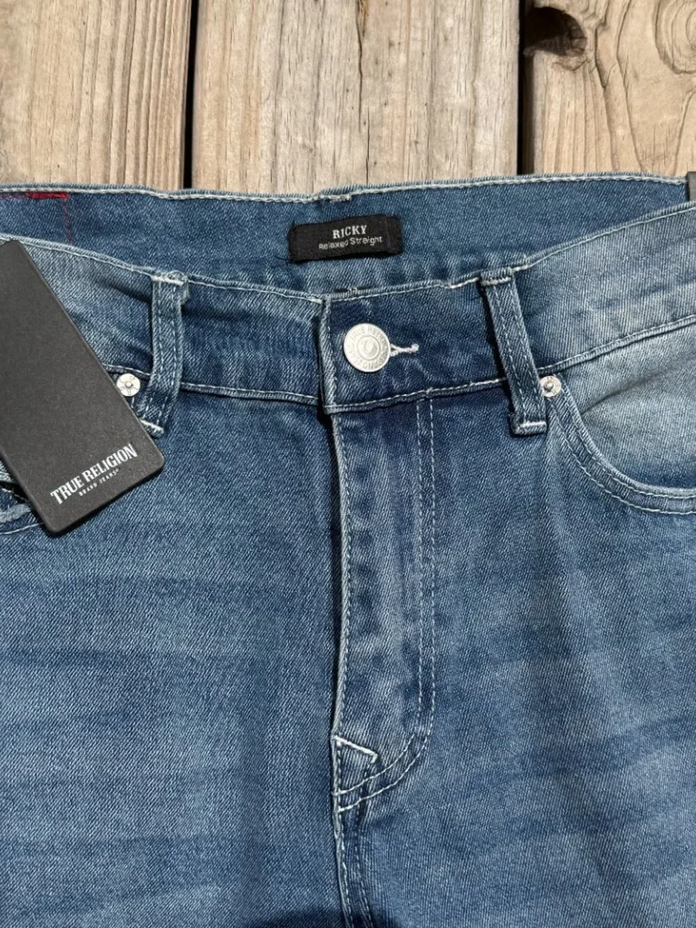 NWT True Religion Ricky Relaxed Straight Jeans Y2K Streetwear W33 L34 3870